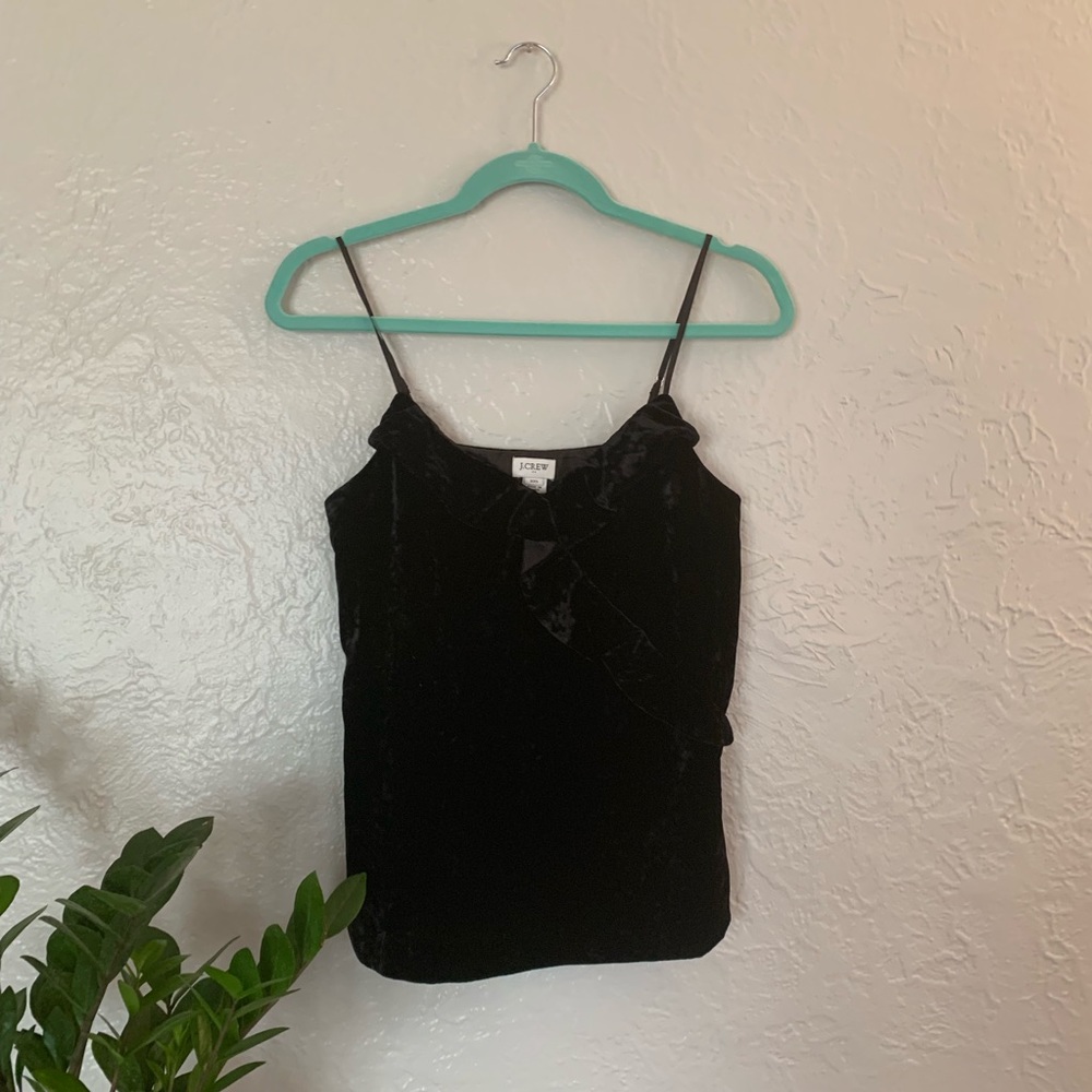BNWT J CREW VELVET RUFFLE TANK